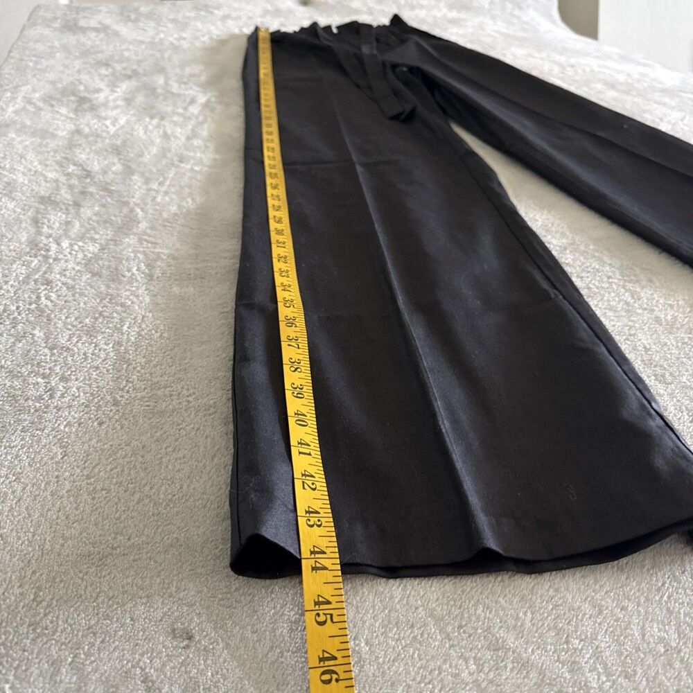 Vintage Women’s Black Formal Pants Wide-Leg Solid Tie Elastic Waist Preppy - Picture 14 of 16